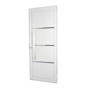 Porta De Aço Social 215x84cm Com Friso Ideal Crv Esquadrias Preto