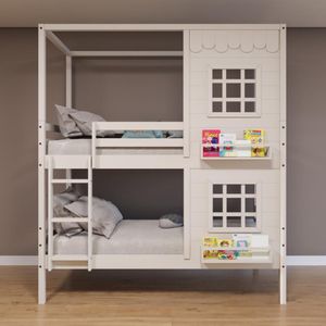 Beliche Casinha Reta Com 02 Janelas Madeira Maciça Branco Housin