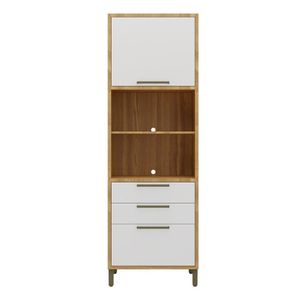 Paneleiro Torre Quente Para Cozinha Com 2 Portas 2 Gavetas 100% Mdf Syrah Rio Doce Amendoa-branco