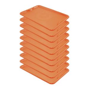 Conjunto 10 Bandejas Plásticas Self-service Refeição 48 X 32,5 X 2 Br-100 Laranja - Della Plast