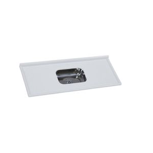 Pia Para Cozinha Em Mármore Sintético Com Cuba Em Aço Inox 140cmx55cm Gelo