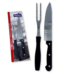 Kit Churrasco 2 Peças Profissional Faca E Garfo Blanc & Noir
