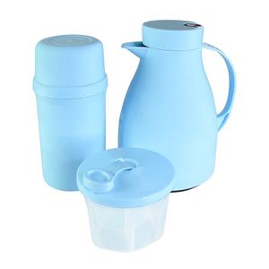 Kit Garrafa Paris 500ml Garrafa Fano 250ml E Pote Dosador 300ml Unibaby Azul