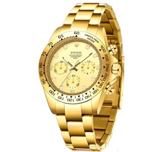 Relógio De Pulso Quartzo Esportivo á Prova Agua Em Aço Inoxidavel Casual Dourado