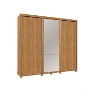 Guarda Roupa Berlin C-espelho 100% Mdf Porta De Correr Fênix cinamomo