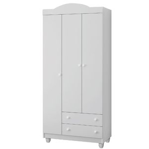 Guarda Roupas Infantil Para Quarto Bebê 3 Portas 2 Gavetas Lara Branco J&a Branco