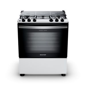 Fogão Brastemp 5 Bocas Branco Com Botões Removíveis e Exclusivo Aro Protetor BFS5NDB Bivolt