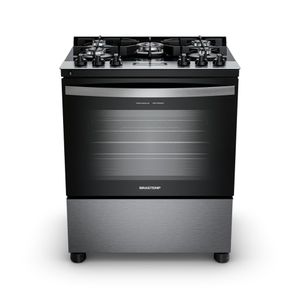 Fogão Brastemp 5 Bocas Inox Com Mesa De Vidro, Turbo Chama e Timer BFS5XAR Bivolt