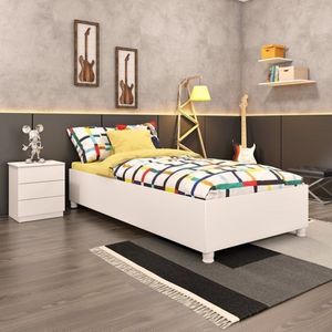 Cama Box Solteiro Mônaco E Mesa De Cabeceira Veronna Neve