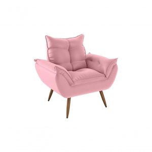 Poltrona Decorativa Tóquio 1 Lugar Veludo Turkey Rosa Matrix