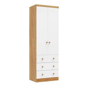 Guarda-roupa Infantil 2 Portas 3 Gavetas 100% Mdf Smim New Branco Brilho Amêndoa
