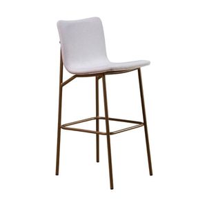 Banqueta Alta Estofada Para Cozinha Bar Multimóveis Cr20281 Off White/dourado Acetinado Off White/dourado Acetinado