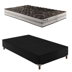 Box Solteiro íris 42x88x188cm Com Colchão Solteiro Unique D33 Plus Duoface 25x88x188cm Preto Elegancy