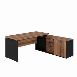 Mesa Dinâmica Com Armário Lateral Porta De Correr Marrom/preto