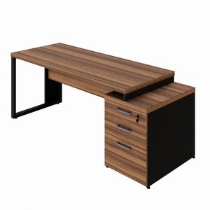Mesa Diretor Com Gaveteiro 2 Gavetas 1 Pasta –pé Quadro Marrom/preto