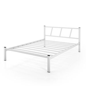 Cama Casal Helena Branco Tubolar De Ferro Cor:branco