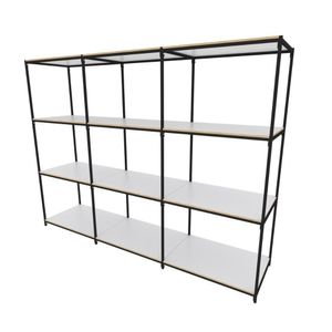 Praleira De Aço Reforçada Mini Porta Pallet 200x60x90 Estante Estoque Bandeja Branca 3 Módulos Conjugados