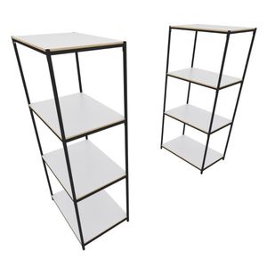 Praleira De Aço Reforçada Mini Porta Pallet 200x60x90 Estante Estoque Bandeja Branca 2 Módulos