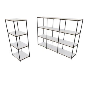 Praleira De Aço Reforçada Mini Porta Pallet 200x60x90 Estante Estoque Bandeja Branca 1 Módulo + 3 Módulos Conjugados
