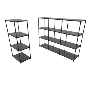 Praleira De Aço Reforçada Mini Porta Pallet 200x60x90 Estante Estoque Bandeja Preta 1 Módulo + 3 Módulos Conjugados
