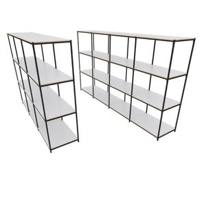 Praleira De Aço Reforçada Mini Porta Pallet 200x60x90 Estante Estoque Bandeja Branca Módulos Conjugados 3 + 4