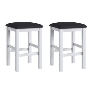 Duas Banquetas Estofadas Em Madeira Maciça Branco