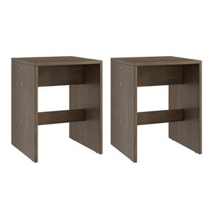 Duas Banquetas Baixas Em Mdp 35x35cm Ameixa Negra
