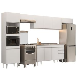 Armário De Cozinha Modulada 5 Peças Cp15 Balcão Com Pia Inox Branco - Lumil