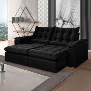 Sofá Retrátil E Reclinável 2 Lugares 200cm Dubai Preto