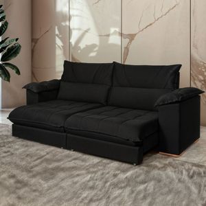 Sofá Retrátil E Reclinável 2 Lugares 200cm Italia Preto