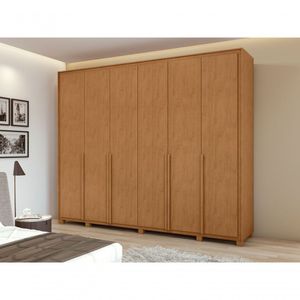 Guarda-roupas Casal 6 Portas 6 Gavetas Com Pés 100% Mdf Amendoa Clean