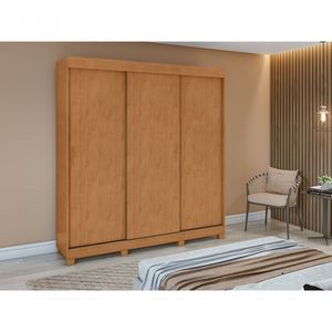 Guarda Roupa Saion 3 Portas Sem Espelho Com Pés Amendoa Clean