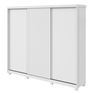 Guarda-roupas Ollie 276cm 3 Portas 6 Gavetas 6 Prateleiras Sem Espelho Com Pés Branco