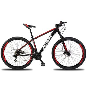 Bicicleta Aro 29 Ksw 24v Tourney Freio Hidraulico Trava E K7 - Preto-vermelho E Branco - 21"