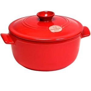 Caçarola Com Tampa 5 L Emile Henry Em Cerâmica 28,5 Cm Vermelho