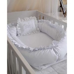 Ninho Ou Redutor De Berço Branco Com Babado Minha Casa Baby
