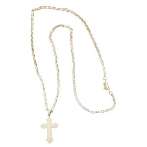 Cordão Tijolinho Com Pingente Cruz Vitoriana Banhada A 18k