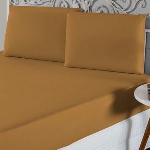 Jogo De Lençol King Malha 100% Algodão 3 Peças Cor Cobre