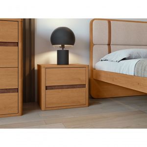 Mesa De Cabeceira 2 Gavetas Leder - Lopas Amendoa Clean
