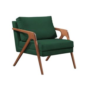 Poltrona Mona Luxo Madeira Maciça Tecido Veludo Verde