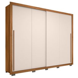Guarda Roupa Casal 2 Portas De Correr 245cm Praticus Freijó Off White Caemmun