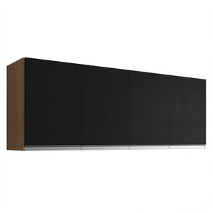 Armário De Cozinha Aéreo 160cm 4 Portas Andréia Amêndoa Preto