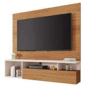 Painel Para Tv 55 Pol Com Bancada Suspensa 136cm Brasil Freijó Off White Caemmun