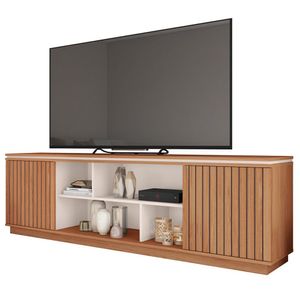 Rack Para Sala Bancada De Tv 75 Pol 180cm Simetria Freijó Off White Caemmun