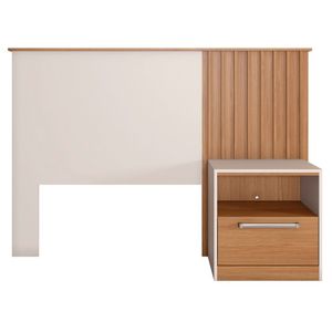 Cabeceira Solteiro Ripada Com Mesa Lateral 1 Gaveta Lucila Freijó Off White Caemmun