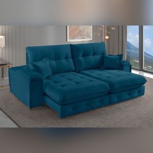 Sofá Retrátil Reclinável Com Usb 230cm Istambul Yescasa Azul