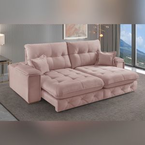 Sofá Retrátil Reclinável Com Usb 230cm Istambul Yescasa Rose