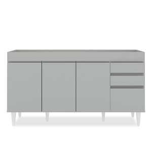 Balcão De Cozinha Para Pia 150cm 4 Portas Sem Tampo Marrocos Cinza Claro - Lumil