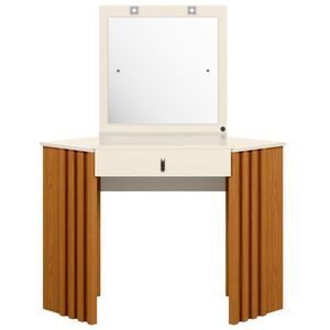 Penteadeira Camarim De Canto Com Espelho 1 Gaveta Glitter Cinamomo Off White Albatroz