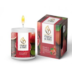 Vela Perfumada Aroma De Romã E Pomelo - Chama De Ouro Bem-estar